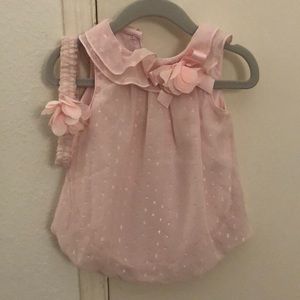Baby girls pink chiffon bubble romper 3m